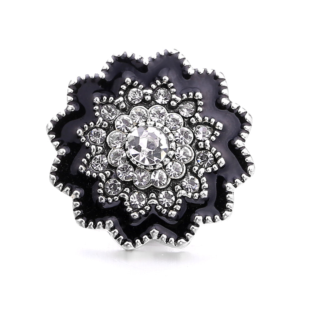 18mm Black Rhinestone Snap Charm | Interchangeable Charm for Bracelet & Necklace