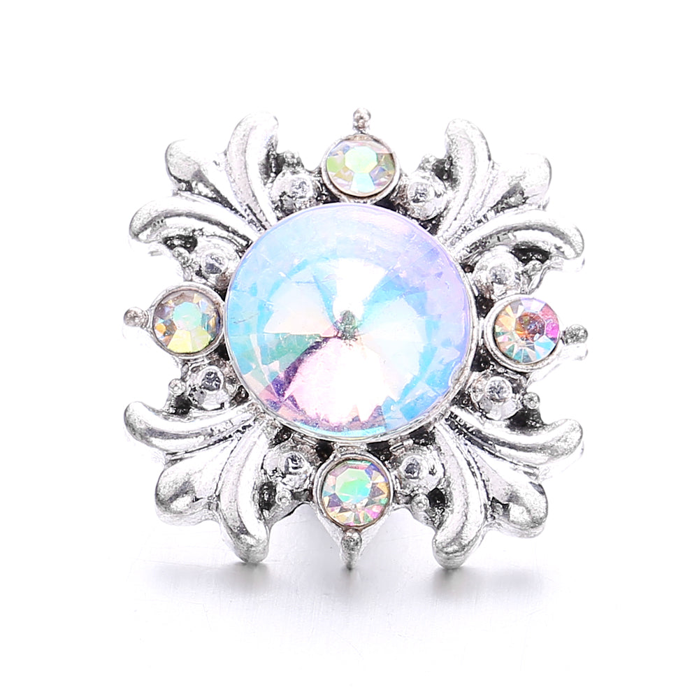 Sparkly Rhinestone Inlaid 18mm Snap Charms Zinc Alloy Charms