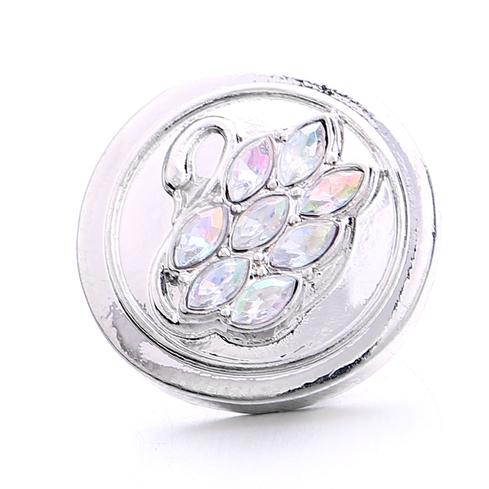 Sparkly Rhinestone Inlaid 18mm Snap Charms Zinc Alloy Charms