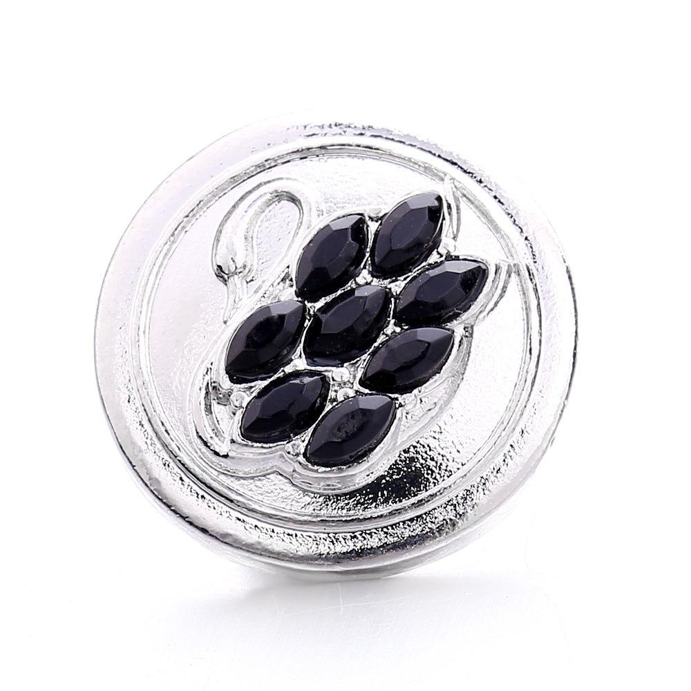 18mm Black Rhinestone Snap Charm | Interchangeable Charm for Bracelet & Necklace
