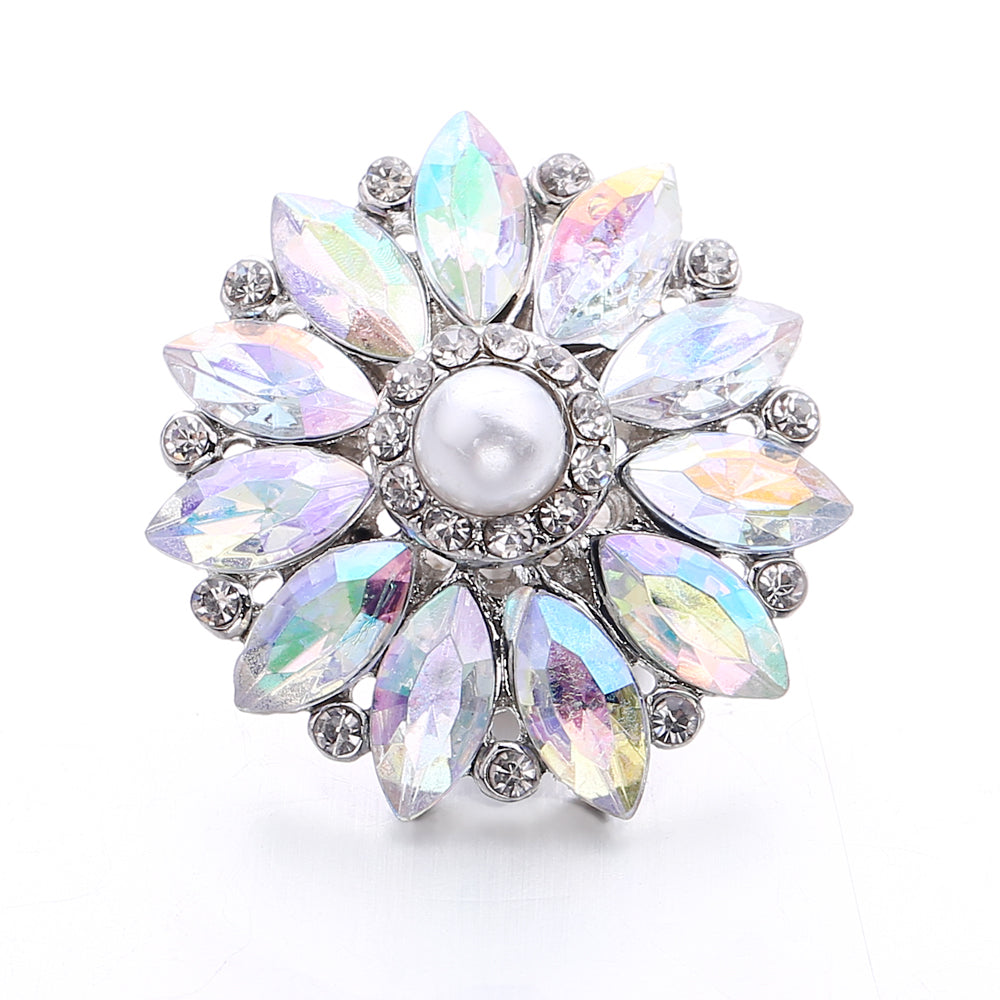 Sparkly Rhinestone Inlaid 18mm Snap Charms Zinc Alloy Charms