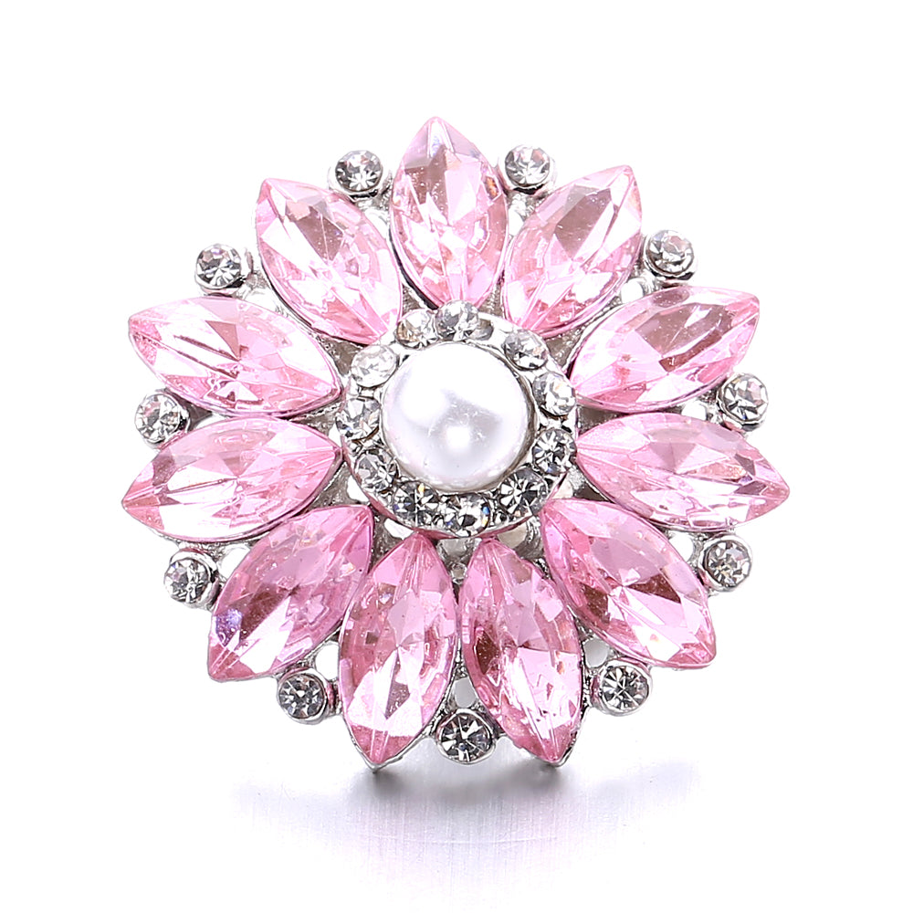 Pink Rhinestone Snap Pendant Necklace for Women – Sparkling Crystal Charm Jewelry