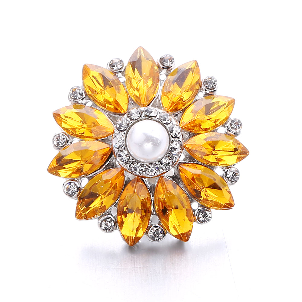 18mm Warm Amber Rhinestone Snap Charms | Mix & Match Charms for Bracelet & Necklace