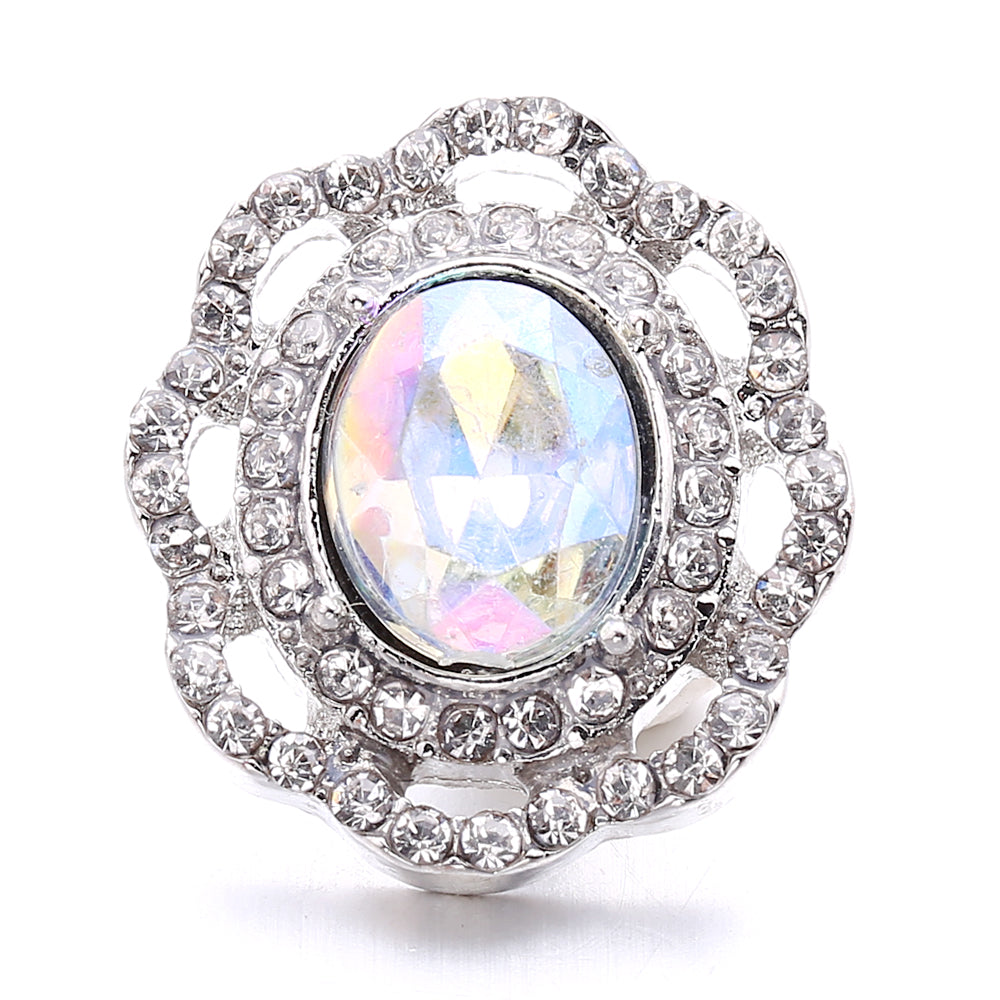 Sparkly Rhinestone Inlaid 18mm Snap Charms Zinc Alloy Charms