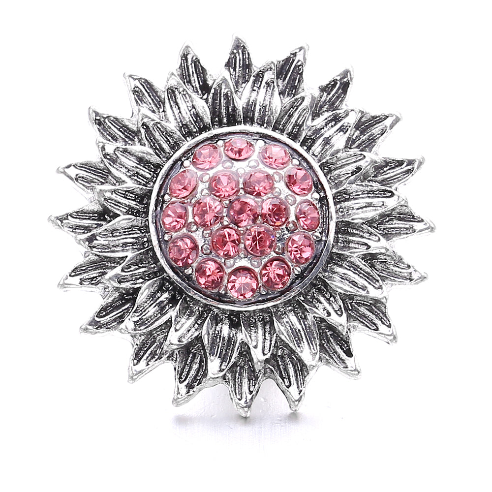 Pink Rhinestone Snap Pendant Necklace for Women – Sparkling Crystal Charm Jewelry