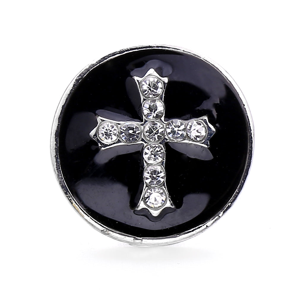 18mm Black Rhinestone Snap Charm | Interchangeable Charm for Bracelet & Necklace