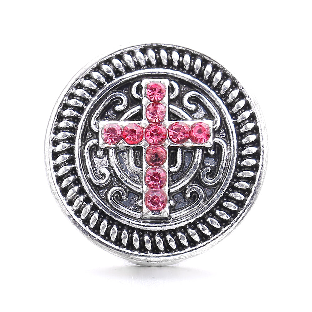 18mm Pink Rhinestone Charm | Vintage Crystal Snap Jewelry Collection