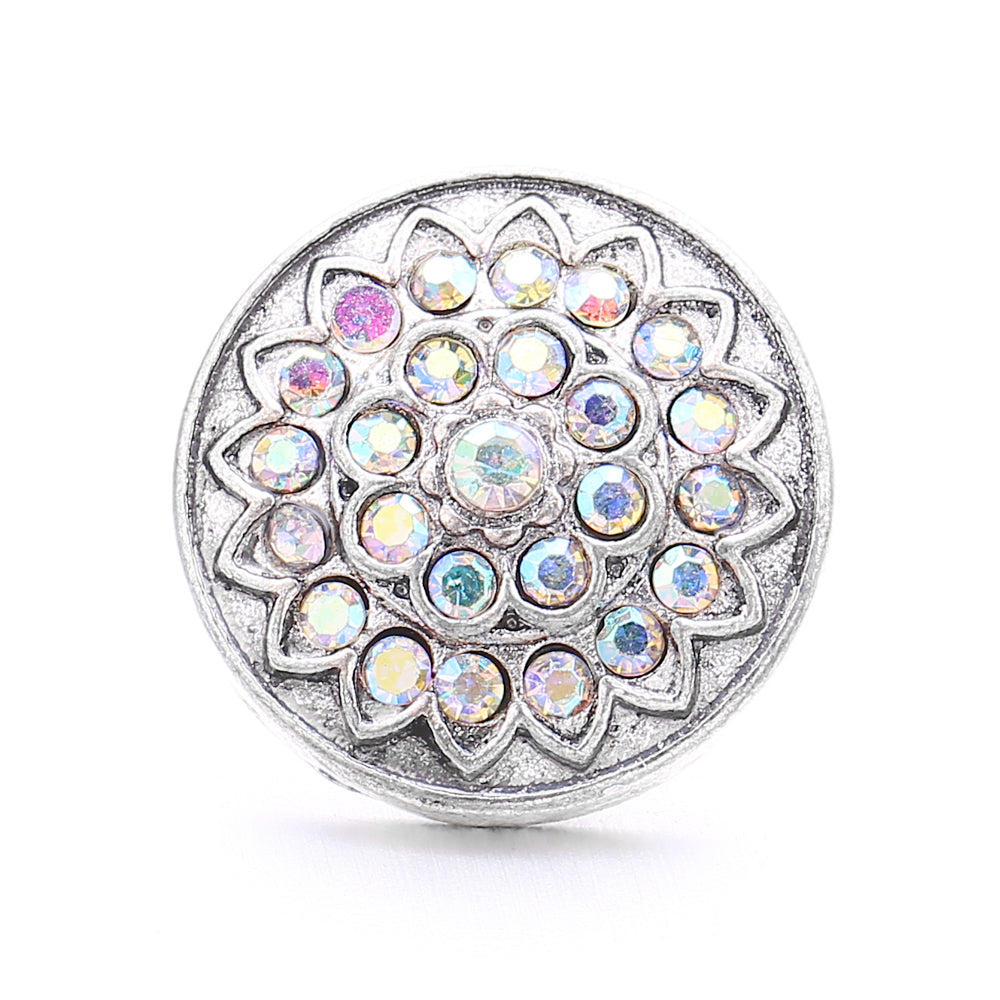 Sparkly Rhinestone Inlaid 18mm Snap Charms Zinc Alloy Charms