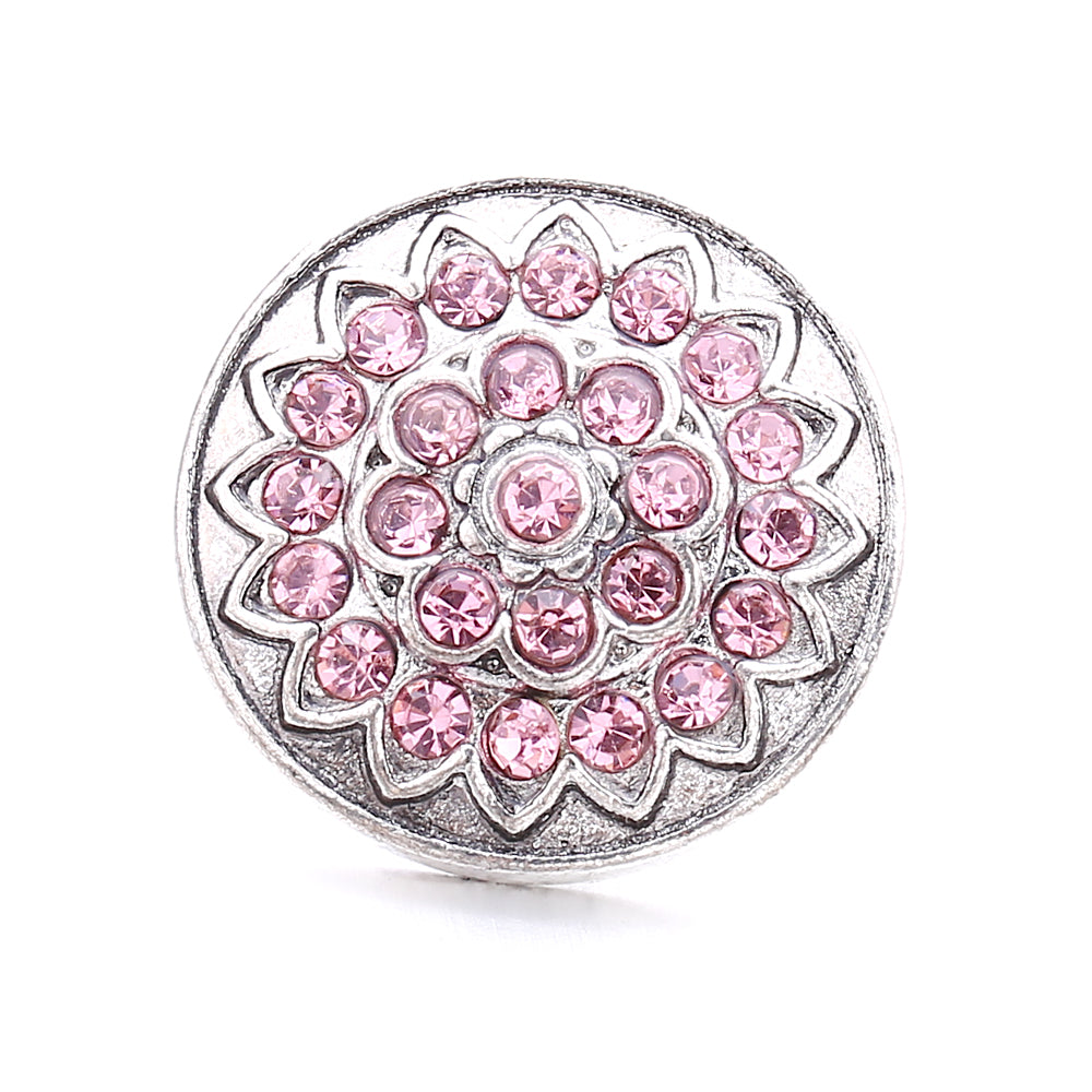 Pink Rhinestone Snap Pendant Necklace for Women – Sparkling Crystal Charm Jewelry