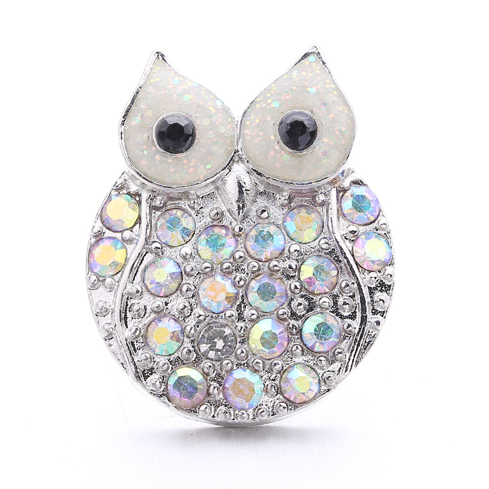 Sparkly Rhinestone Inlaid 18mm Snap Charms Zinc Alloy Charms