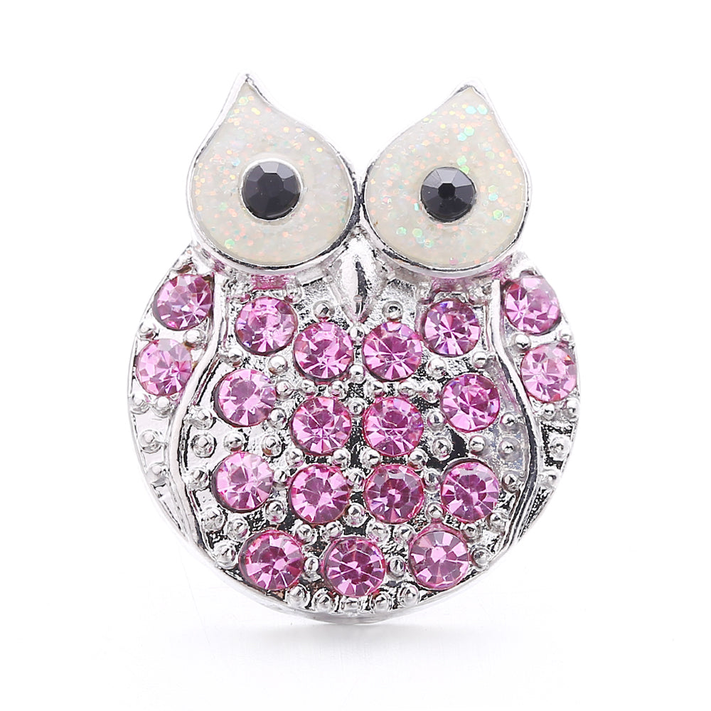 Pink Rhinestone Snap Pendant Necklace for Women – Sparkling Crystal Charm Jewelry