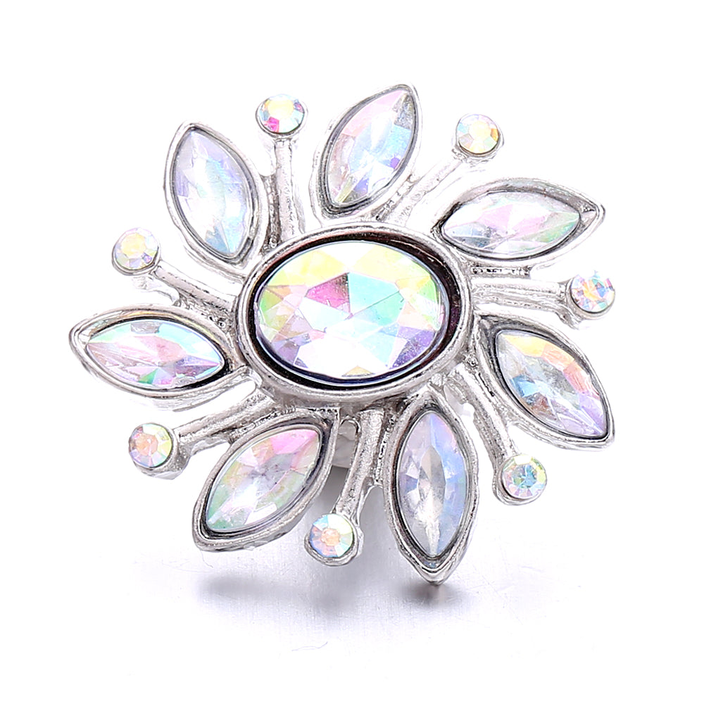 Sparkly Rhinestone Inlaid 18mm Snap Charms Zinc Alloy Charms