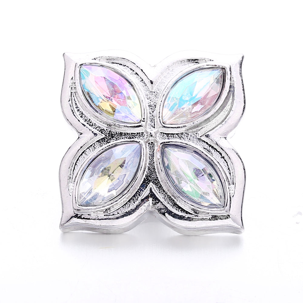 Sparkly Rhinestone Inlaid 18mm Snap Charms Zinc Alloy Charms