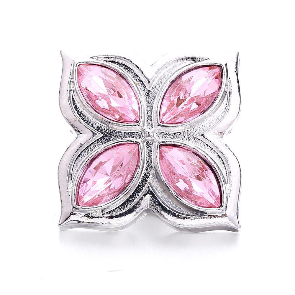Pink Rhinestone Snap Pendant Necklace for Women – Sparkling Crystal Charm Jewelry
