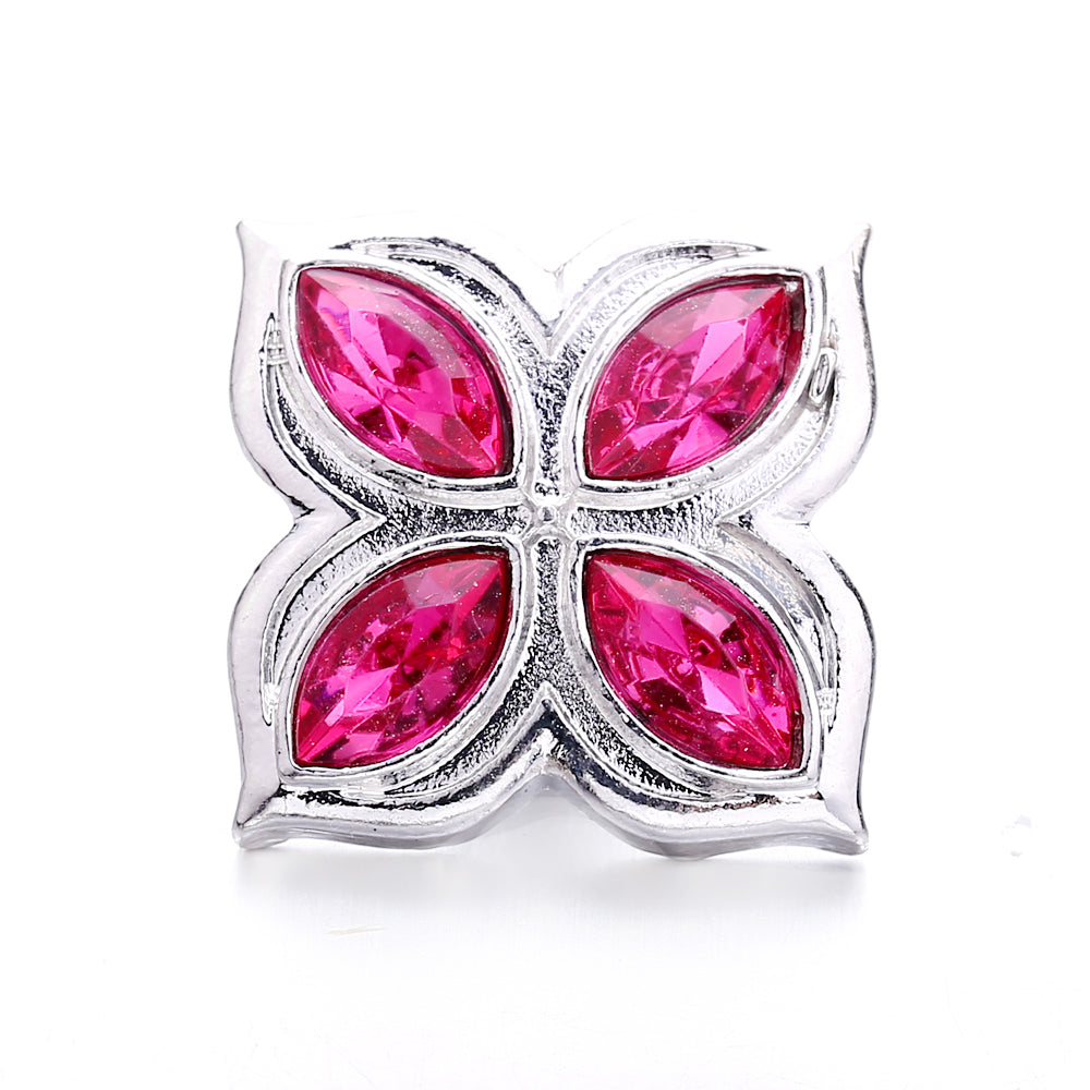 18mm Pink Rhinestone Charm | Vintage Crystal Snap Jewelry Collection
