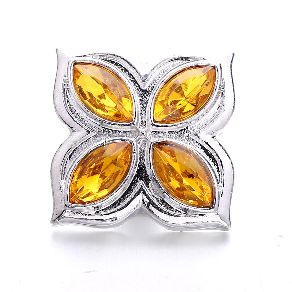 18mm Warm Amber Rhinestone Snap Charms | Mix & Match Charms for Bracelet & Necklace