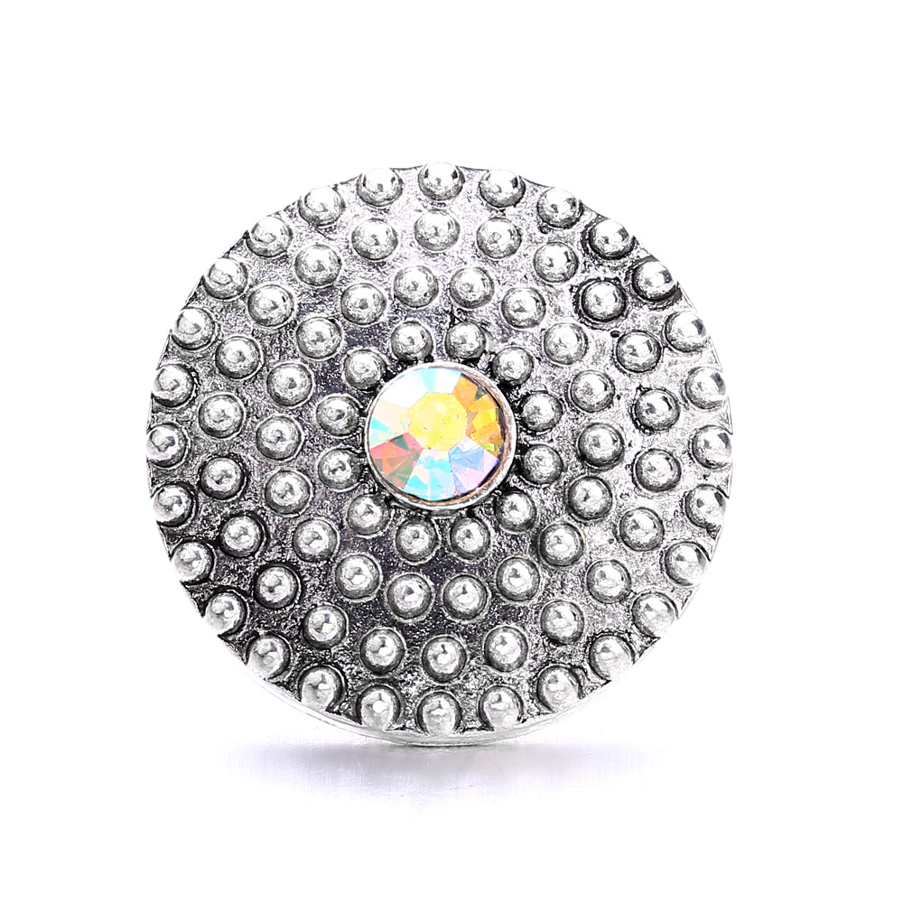 Sparkly Rhinestone Inlaid 18mm Snap Charms Zinc Alloy Charms
