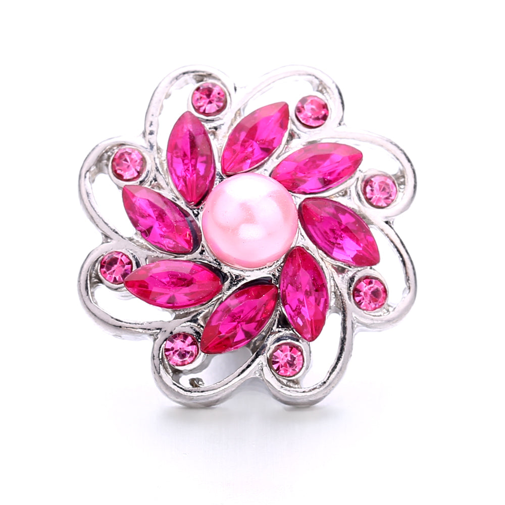 18mm Pink Rhinestone Charm | Vintage Crystal Snap Jewelry Collection
