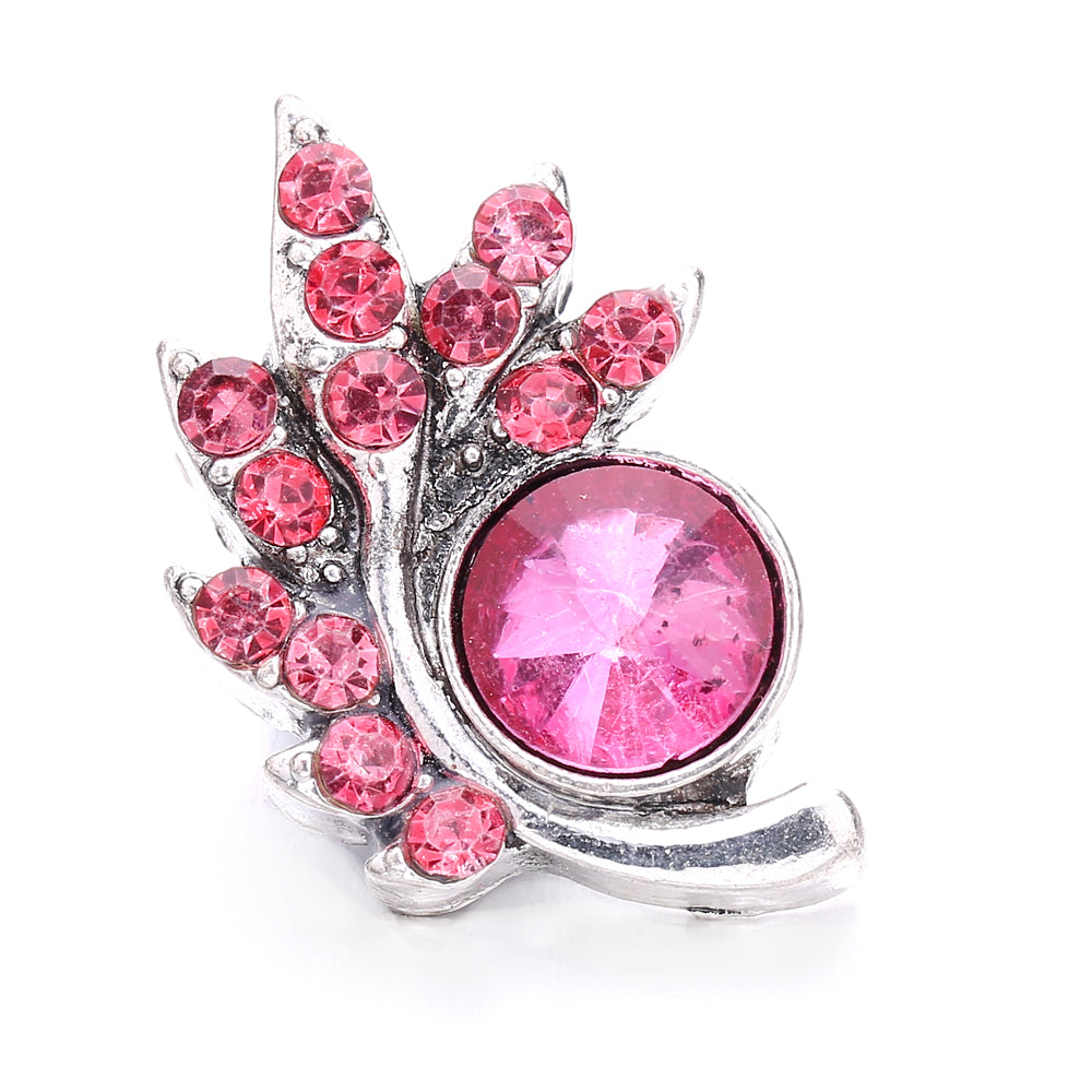 18mm Pink Rhinestone Charm | Vintage Crystal Snap Jewelry Collection