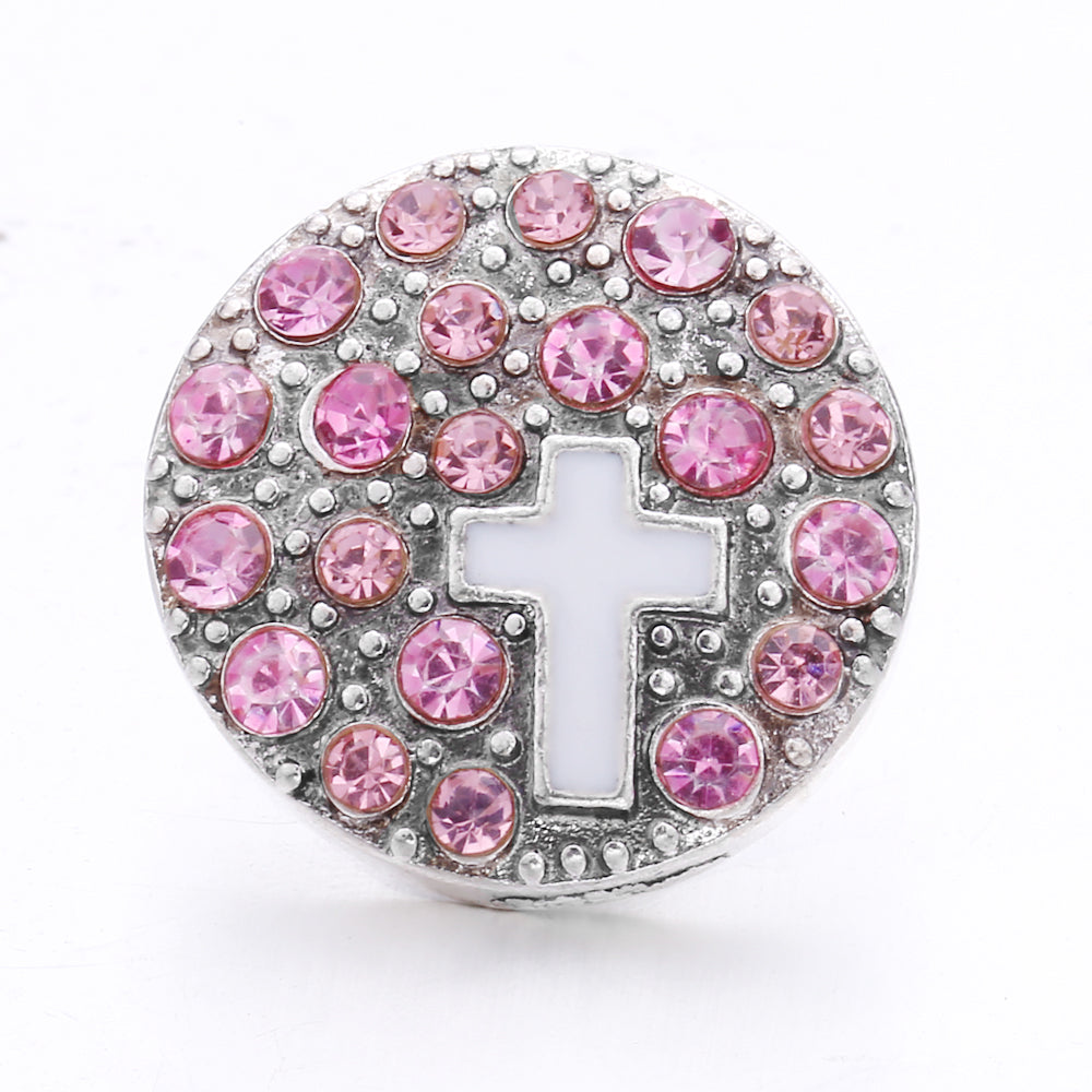 Pink Rhinestone Snap Pendant Necklace for Women – Sparkling Crystal Charm Jewelry