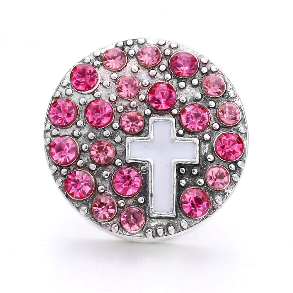 18mm Pink Rhinestone Charm | Vintage Crystal Snap Jewelry Collection