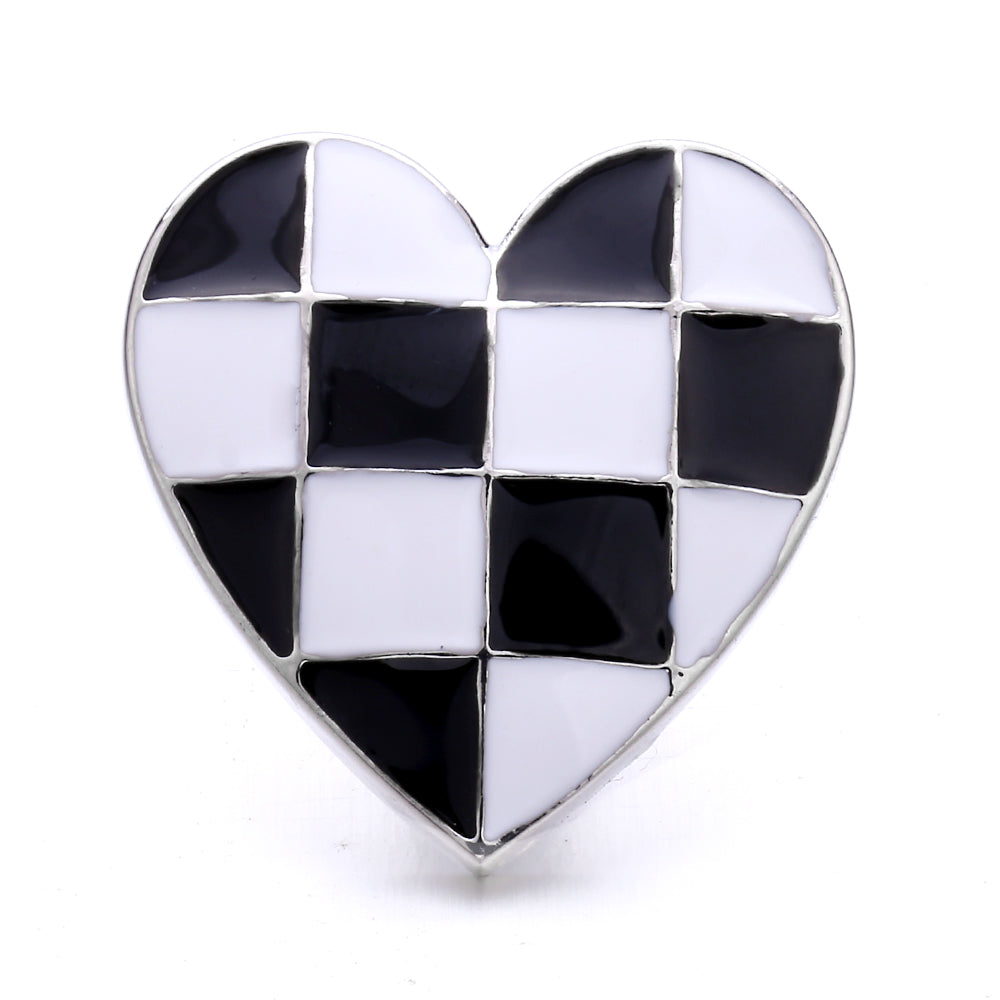 18mm Interchangeable Black & White Enamel Snap Charms for Snap Jewelry