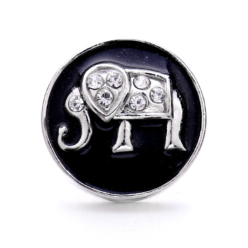 18mm Black Rhinestone Snap Charm | Interchangeable Charm for Bracelet & Necklace