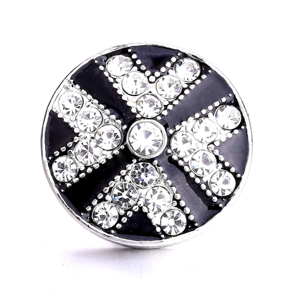 18mm Black Rhinestone Snap Charm | Interchangeable Charm for Bracelet & Necklace