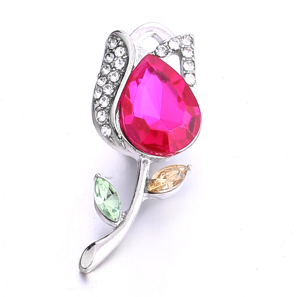18mm Pink Rhinestone Charm | Vintage Crystal Snap Jewelry Collection