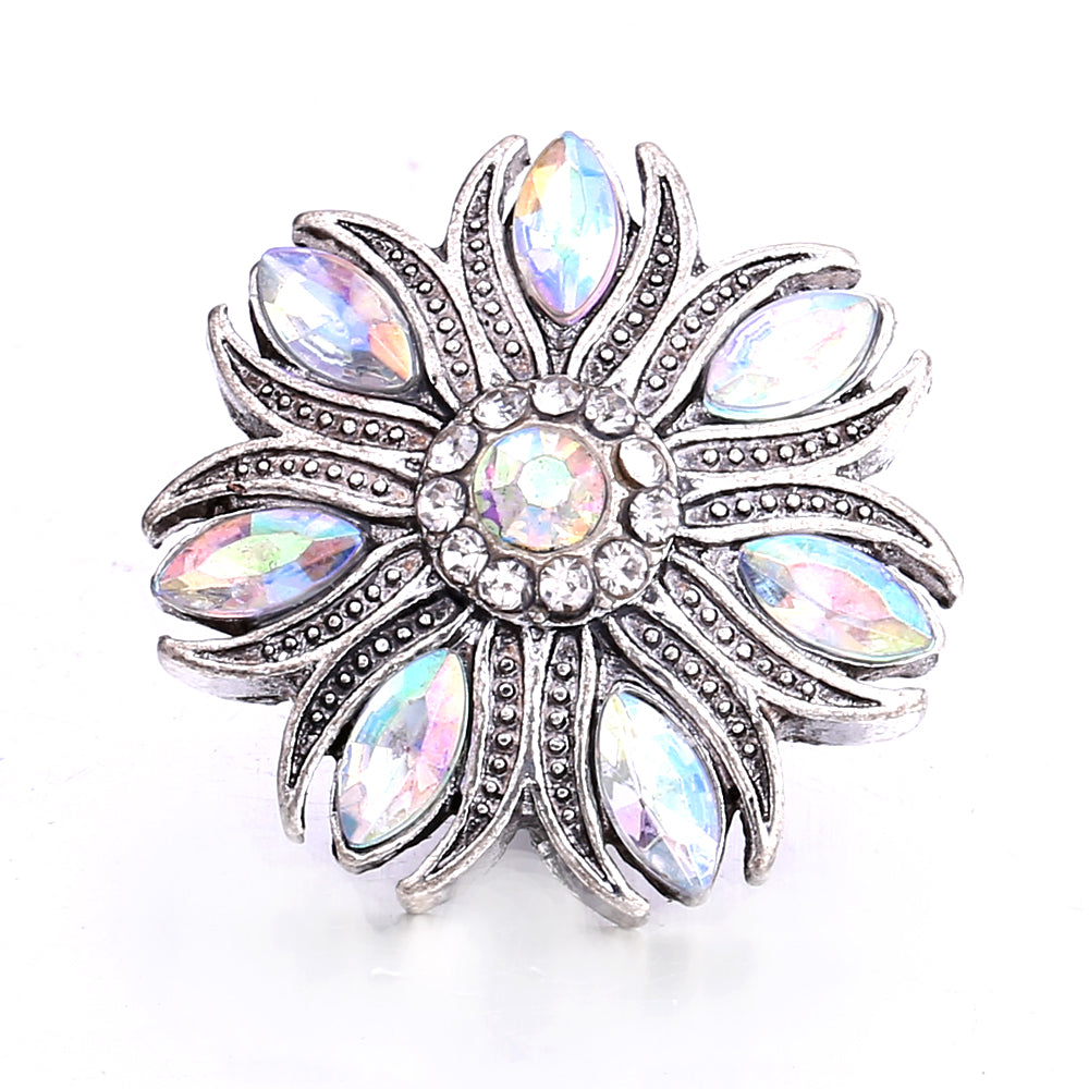 Sparkly Rhinestone Inlaid 18mm Snap Charms Zinc Alloy Charms