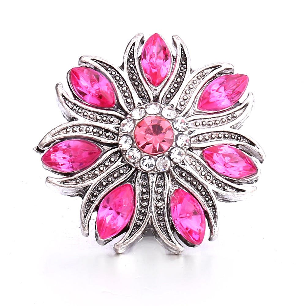 18mm Pink Rhinestone Charm | Vintage Crystal Snap Jewelry Collection