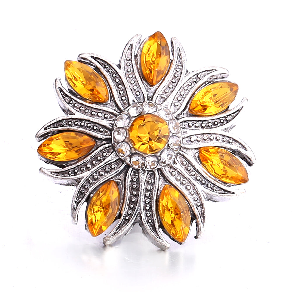 18mm Warm Amber Rhinestone Snap Charms | Mix & Match Charms for Bracelet & Necklace