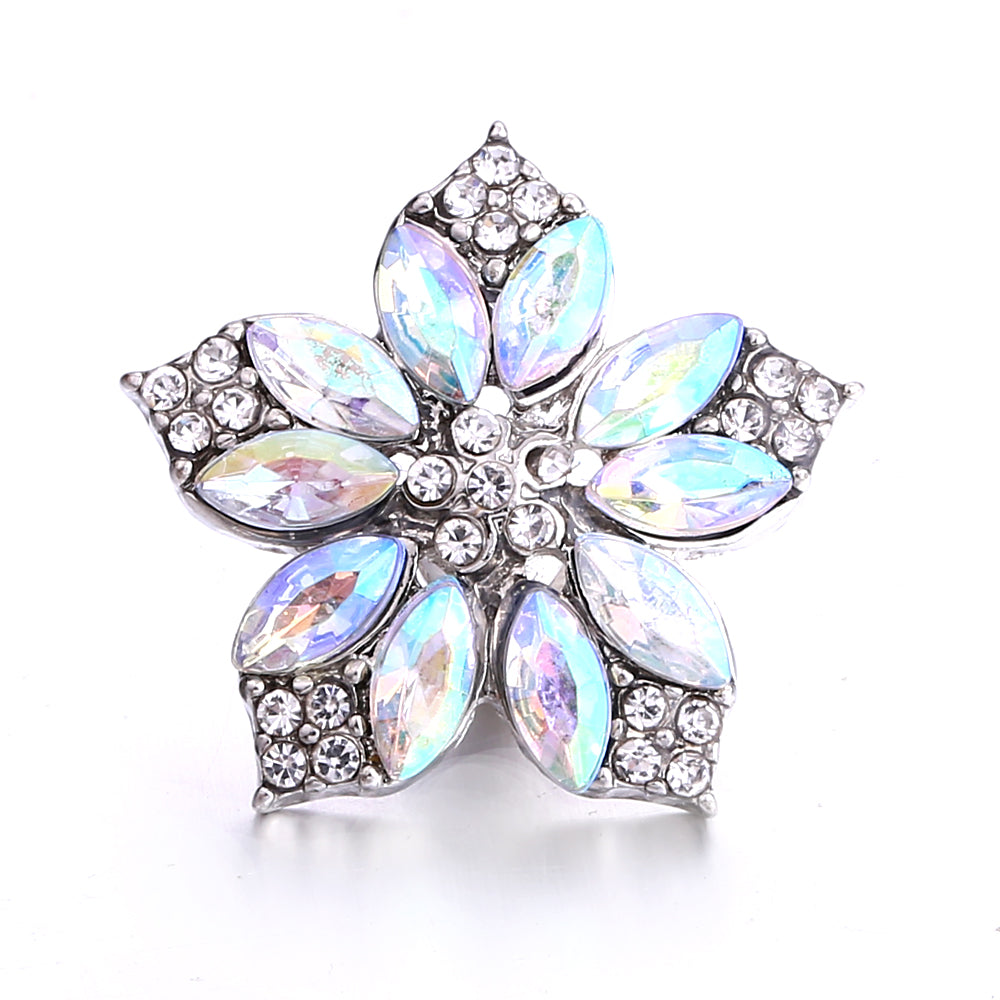 Sparkly Rhinestone Inlaid 18mm Snap Charms Zinc Alloy Charms