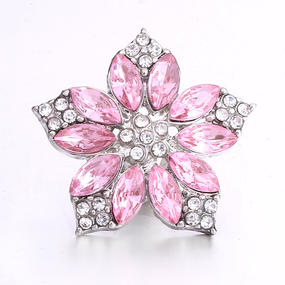 Pink Rhinestone Snap Pendant Necklace for Women – Sparkling Crystal Charm Jewelry