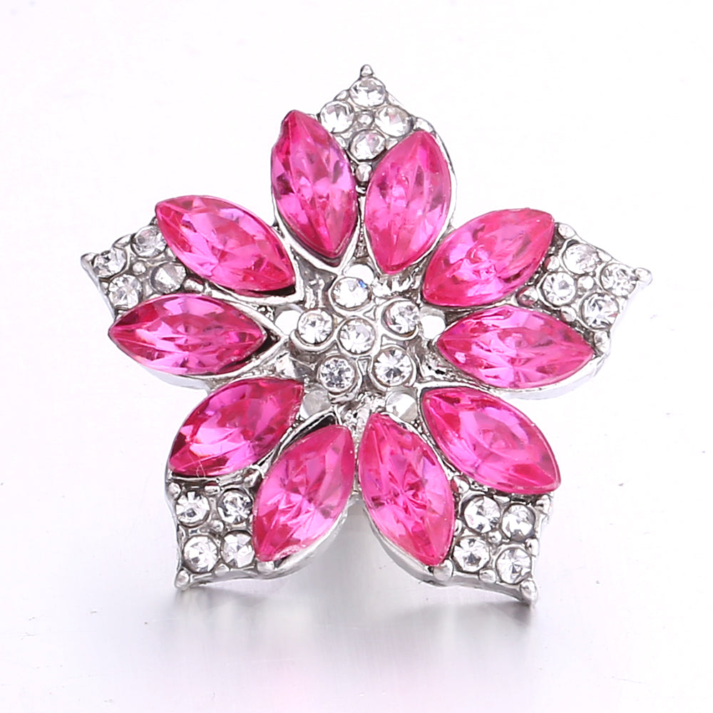 18mm Pink Rhinestone Charm | Vintage Crystal Snap Jewelry Collection