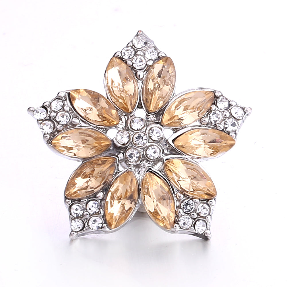 18mm Warm Amber Rhinestone Snap Charms | Mix & Match Charms for Bracelet & Necklace