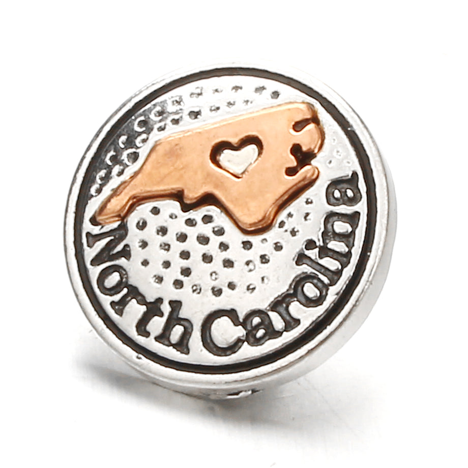 18mm Interchangeable Snap Button Charms, Regional Outline Pattern Zinc Alloy DIY Jewelry Accessories