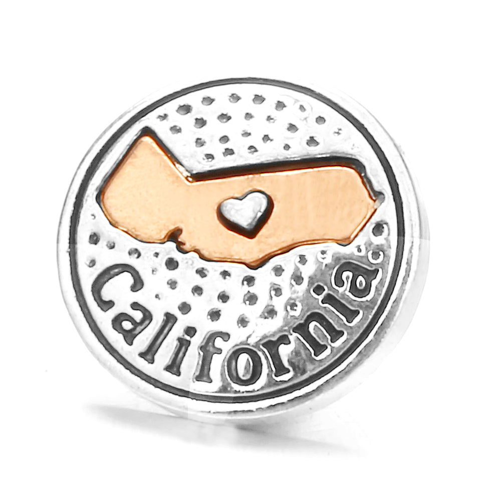 18mm Interchangeable Snap Button Charms, Regional Outline Pattern Zinc Alloy DIY Jewelry Accessories