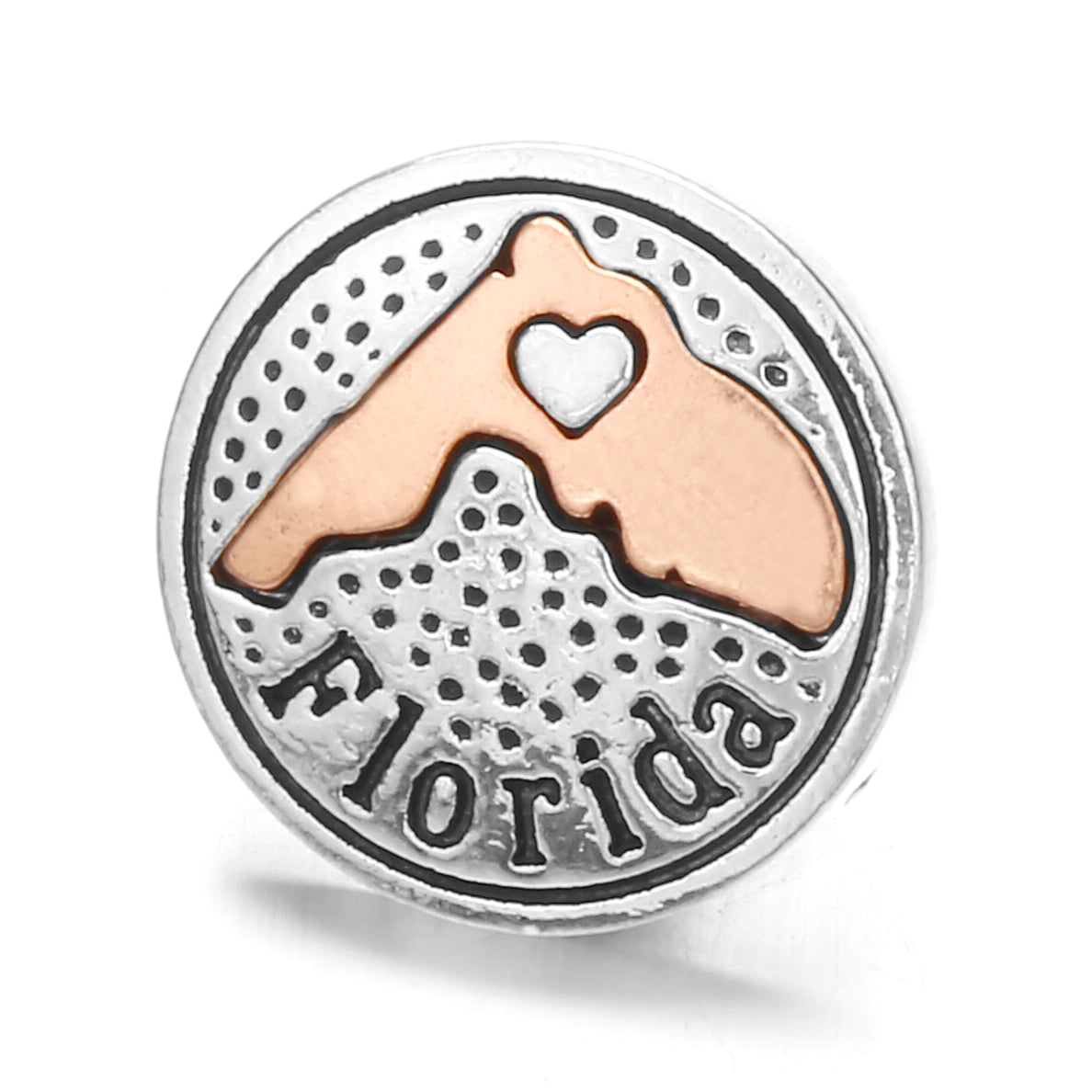 18mm Interchangeable Snap Button Charms, Regional Outline Pattern Zinc Alloy DIY Jewelry Accessories