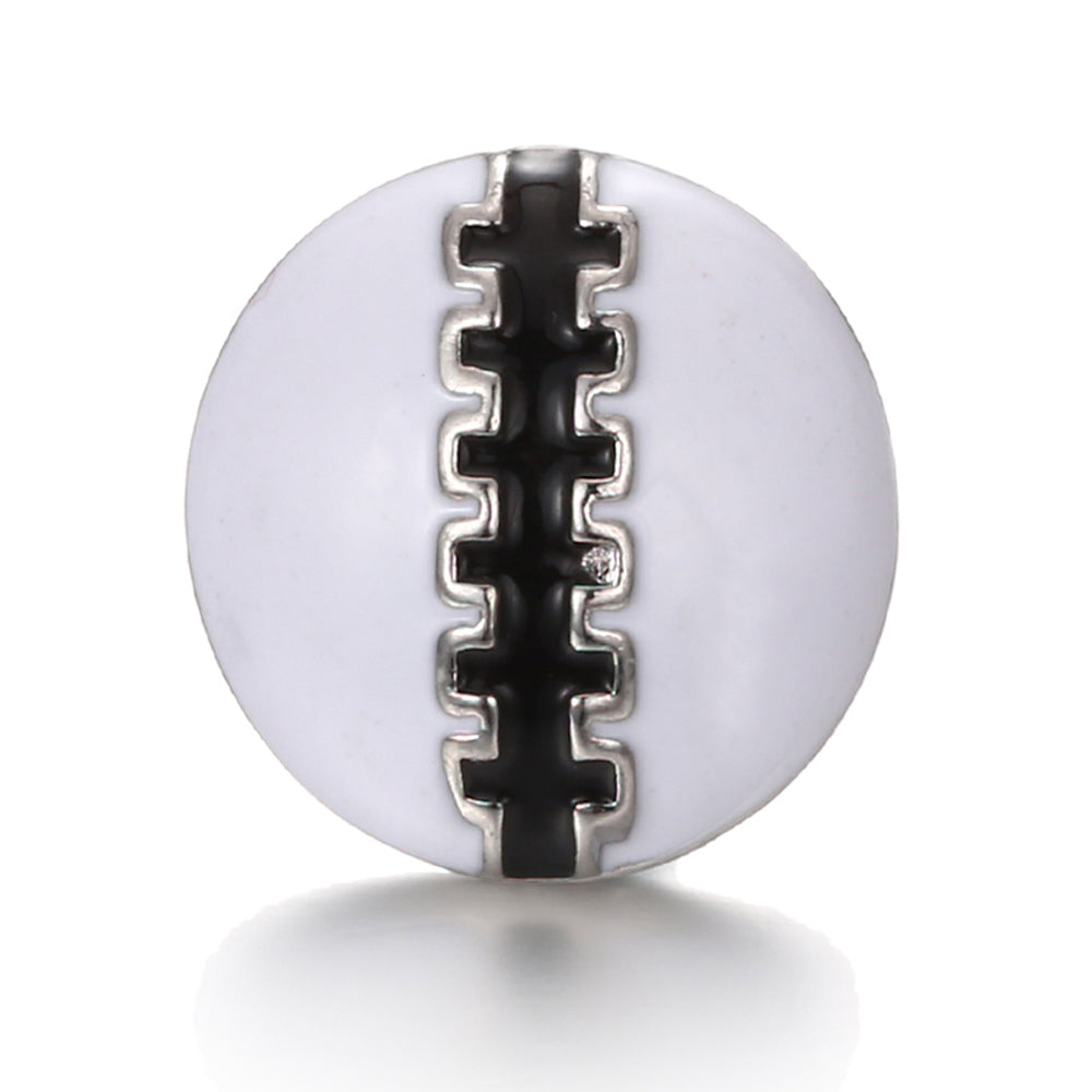 18mm Interchangeable Black & White Enamel Snap Charms for Snap Jewelry