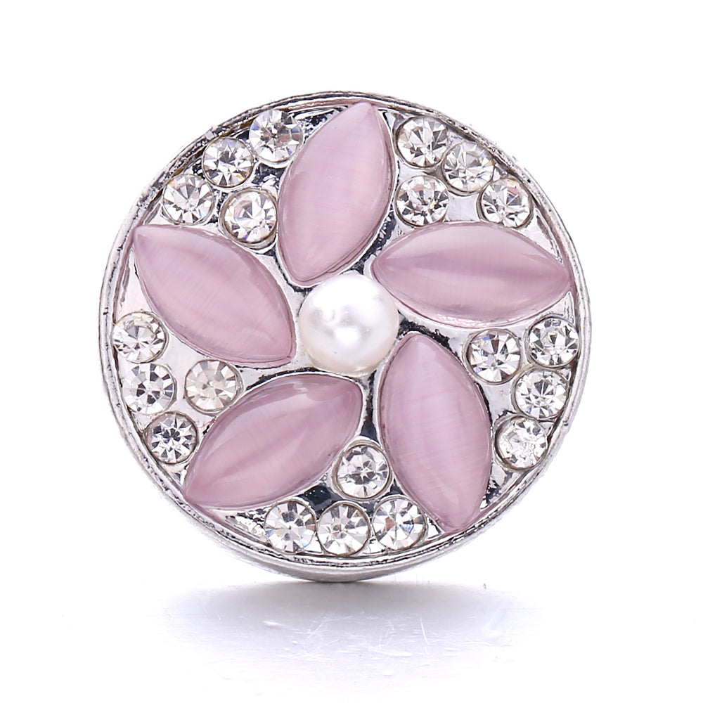 Pink Rhinestone 18mm Snap Charms | Sparkling Interchangeable Jewelry