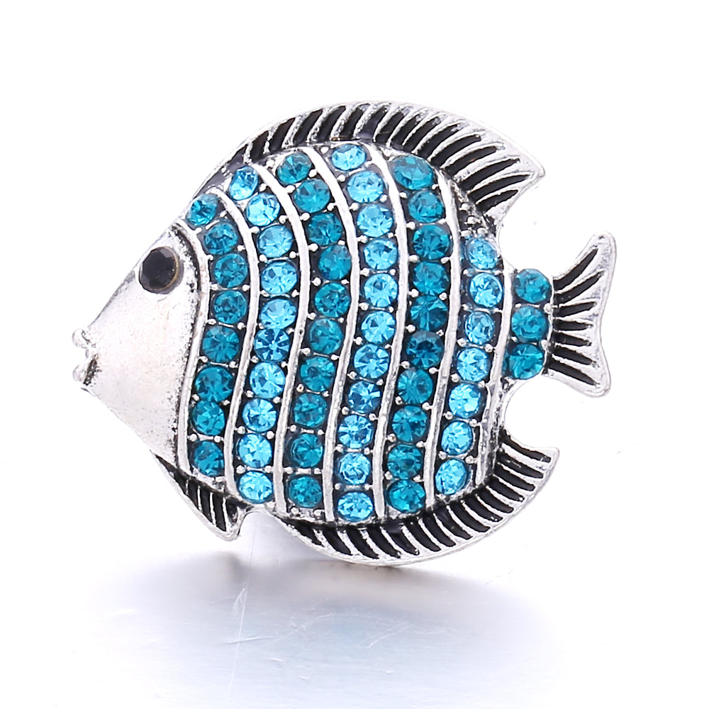 18mm Ocean Blue Snap Button Charm | Interchangeable Rhinestone Charm