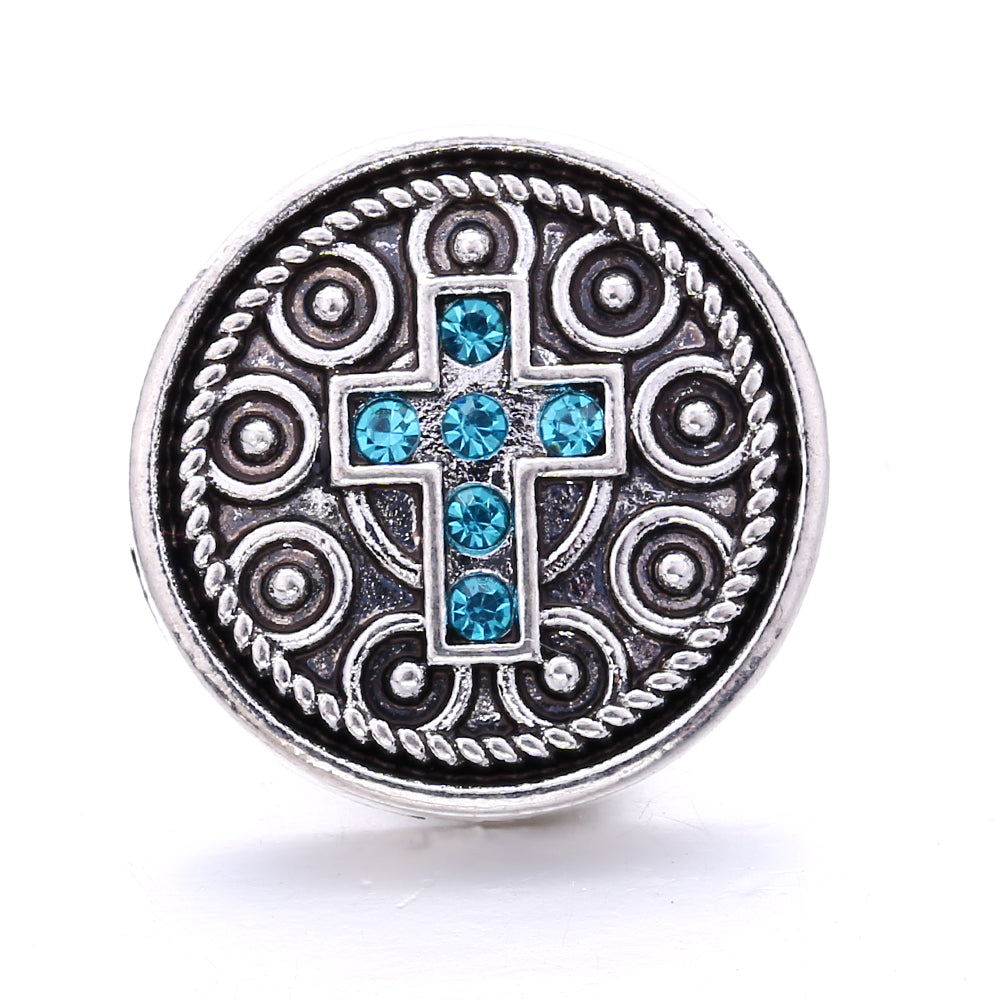 18mm Ocean Blue Snap Button Charm | Interchangeable Rhinestone Charm