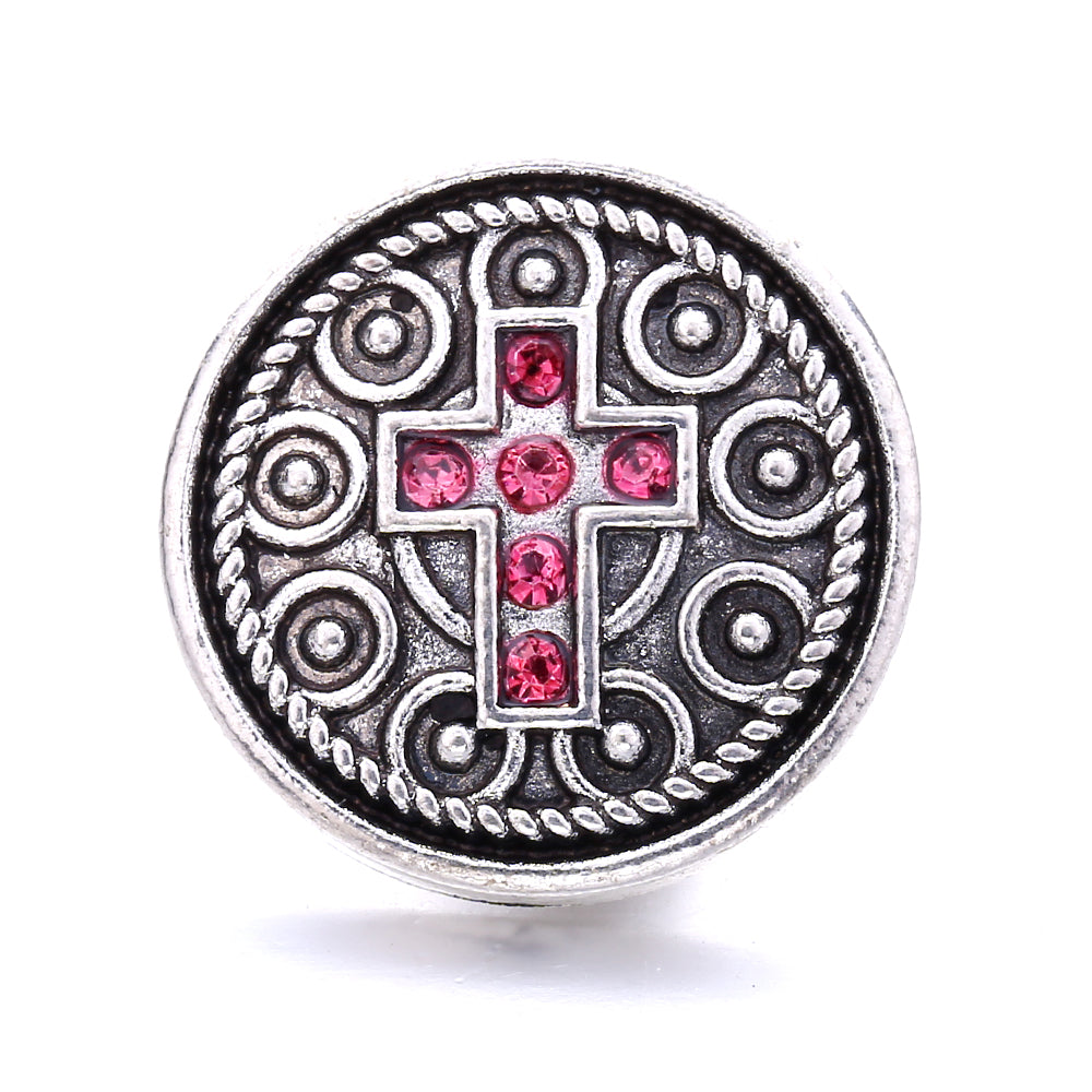 18mm Pink Rhinestone Snap Charm | Interchangeable Crystal Jewelry Charm