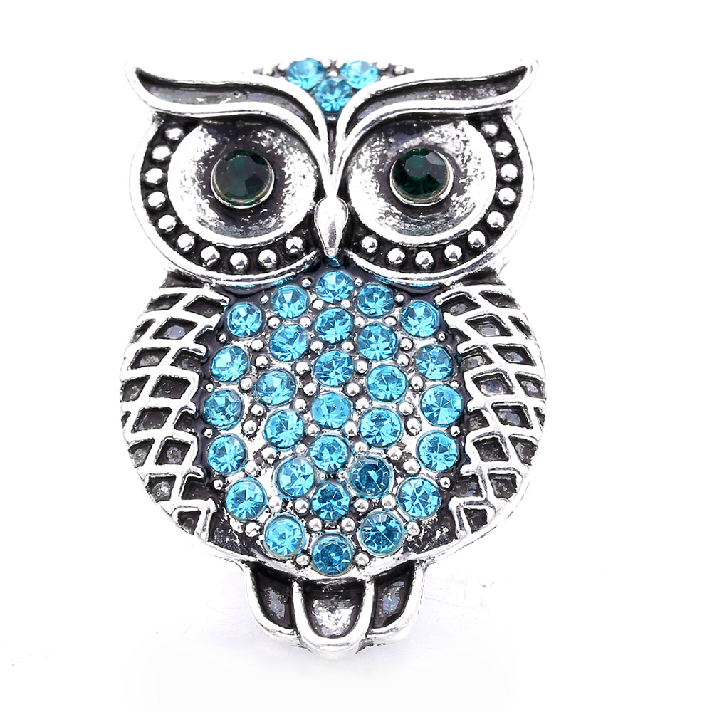 18mm Ocean Blue Snap Button Charm | Interchangeable Rhinestone Charm