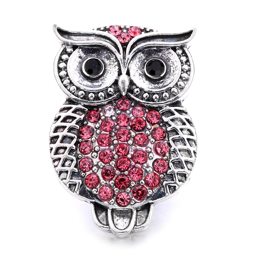 18mm Pink Rhinestone Snap Charm | Interchangeable Crystal Jewelry Charm