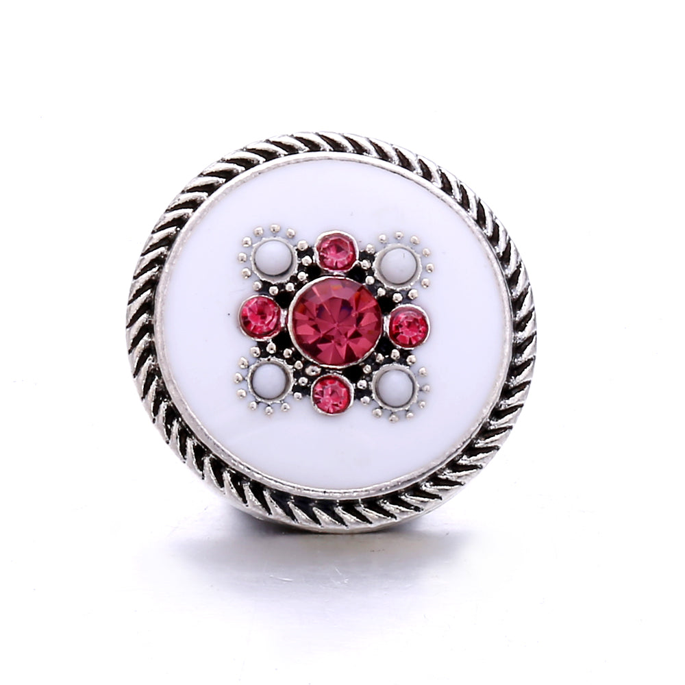 18mm Pink Rhinestone Snap Charm | Interchangeable Crystal Jewelry Charm