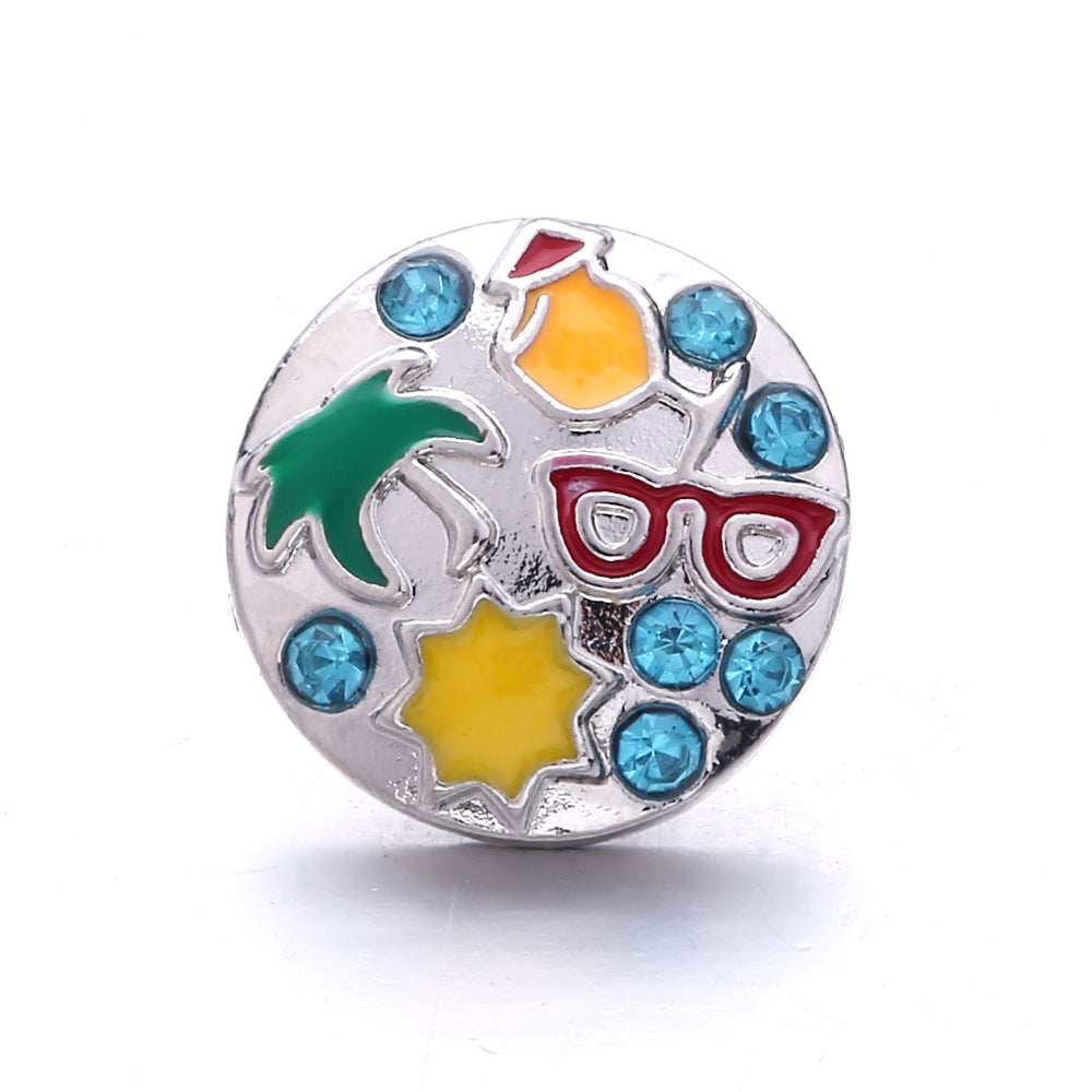 18mm Enamel Snap Button Charms Zinc Alloy Interchangeable DIY Jewelry Accessories