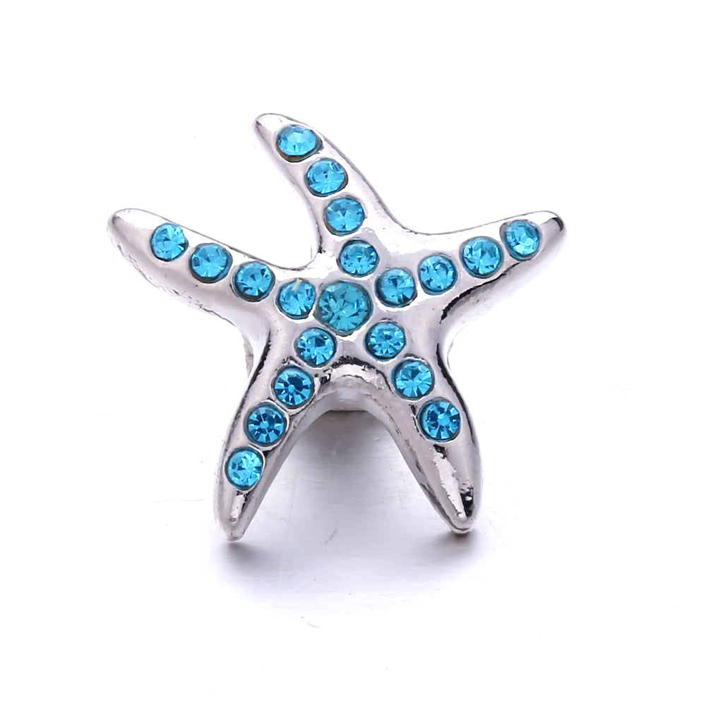 18mm Ocean Blue Snap Button Charm | Interchangeable Rhinestone Charm