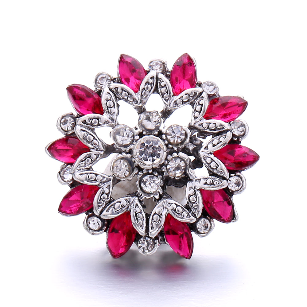 18mm Pink Rhinestone Snap Charm | Interchangeable Crystal Jewelry Charm